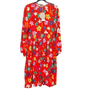 NWT! Stella McCartney Kids Vibrant Long Sleeve Daisy Floral Print Tiered Dress